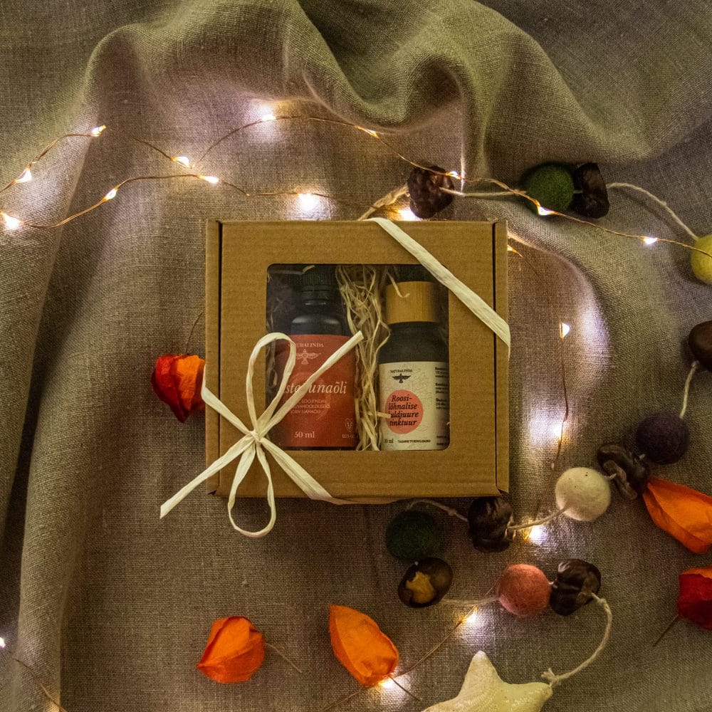 KINKEKOMPLEKT "PIMEDA AJA TERVISEPAI" (Naistepunaõli ja kuldjuure tinktuur)